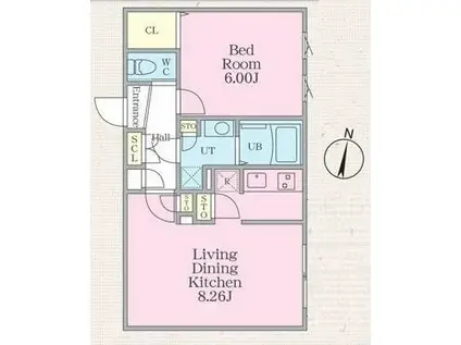 グランパセオ明大前2(1LDK/1階)の間取り写真