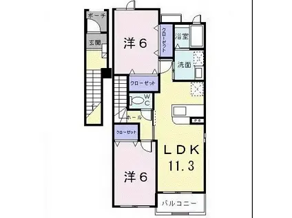 ブリッサ瀬野I(2LDK/2階)の間取り写真