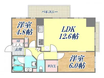 神戸元町山手ヴィアージュ(2LDK/4階)の間取り写真