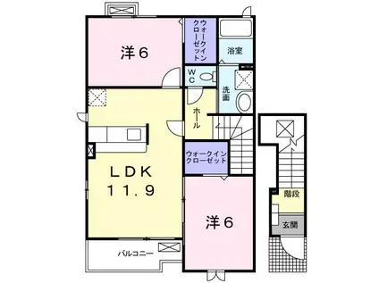 アベニールB(2LDK/2階)の間取り写真