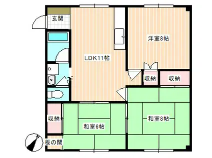 ひるず熊野(3LDK/1階)の間取り写真