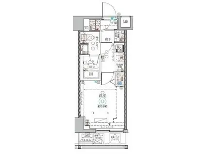 クレヴィスタ品川西大井II(1K/6階)の間取り写真