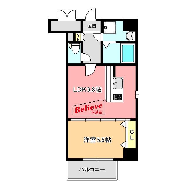 リッツ・アヴェニュー(1LDK/2階)の間取り写真