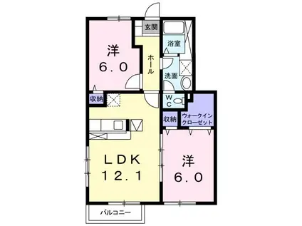 西小路ハイツII(2LDK/1階)の間取り写真