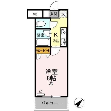 メゾン木の花(1K/3階)の間取り写真