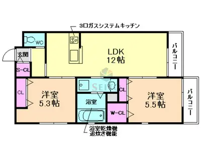 LUCIA(2LDK/2階)の間取り写真