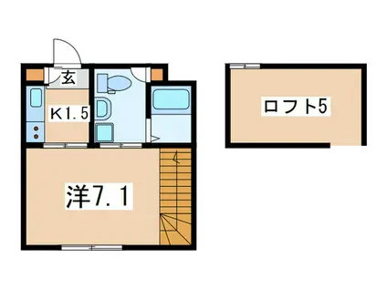 エバーグリーンS(1K/2階)の間取り写真