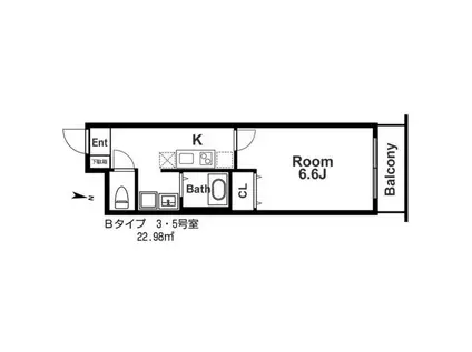 IF城北II(1K/2階)の間取り写真