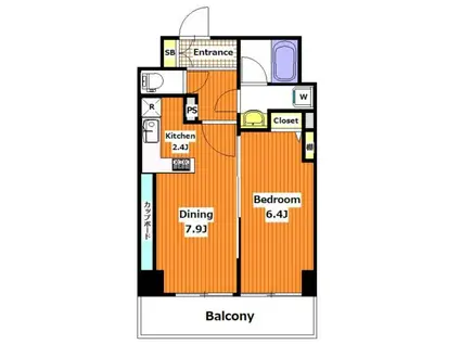 メインステージ錦糸町VIIラピス(1DK/14階)の間取り写真