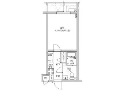 LUMEED飯田橋(1K/2階)の間取り写真