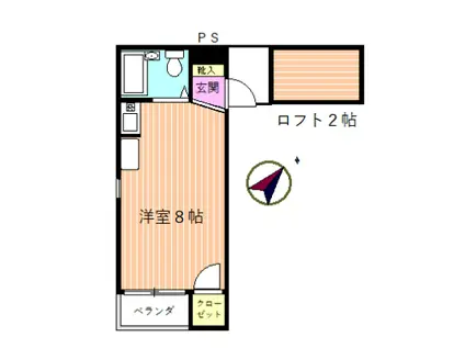 SANDALWOOD町田鵜野森(ワンルーム/1階)の間取り写真