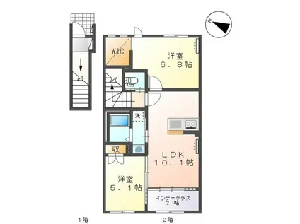 グランフォンテーヌ3(2LDK/2階)の間取り写真