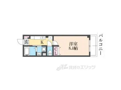 サンクスパレ千代原(1K/1階)の間取り写真