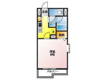 ブルーベイKAMIFUKUOKA5(1K/2階)の間取り写真