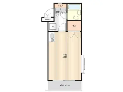 ワコーレ東浦和II(1K/2階)の間取り写真