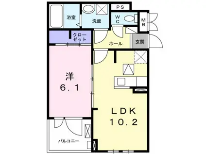 クレストコートII(1LDK/1階)の間取り写真