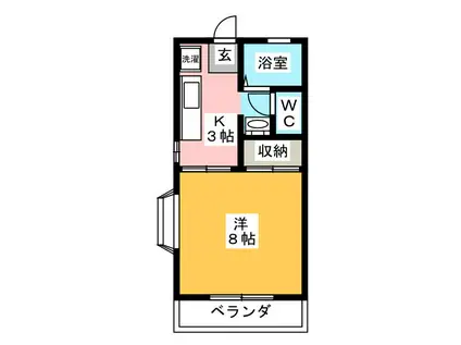 カーサ谷田(1K/1階)の間取り写真