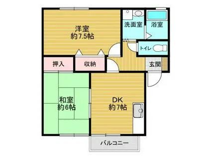 ＪＲ御殿場線 長泉なめり駅 徒歩13分 2階建 築29年(2DK/2階)の間取り写真
