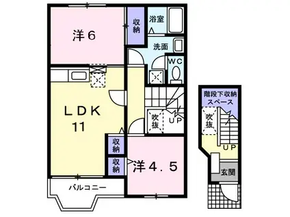 リッチモンドB(2LDK/2階)の間取り写真