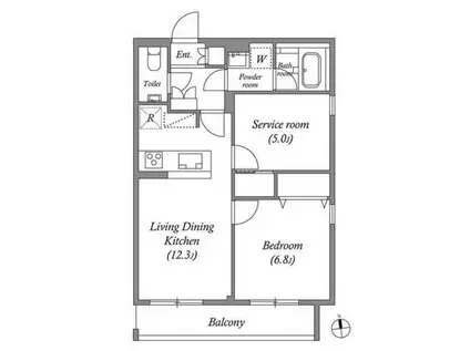 オーパスホームズ武蔵小金井(2LDK/2階)の間取り写真