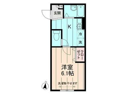 フレックスRT-B(1K/1階)の間取り写真