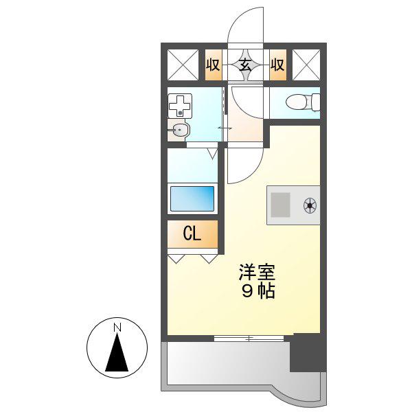 プレサンス名古屋駅前(ワンルーム/8階)の間取り写真