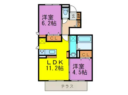 D-ROOM南福岡I(2LDK/1階)の間取り写真