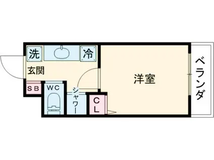 ドーミー西宝町(1K/3階)の間取り写真