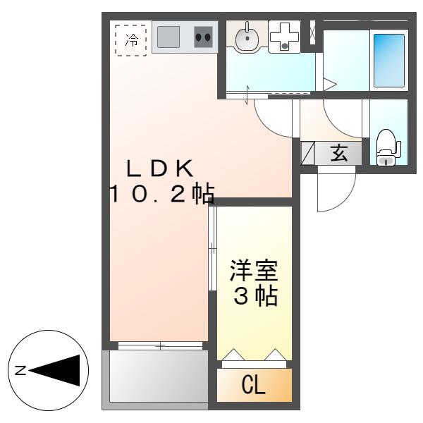GRANDBLUE HARUTAI(1LDK/1階)の間取り写真
