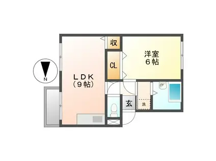 エスポワールあさひ(1LDK/1階)の間取り写真