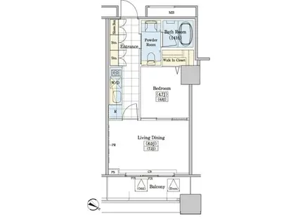 レジディアタワー上池袋(1LDK/5階)の間取り写真