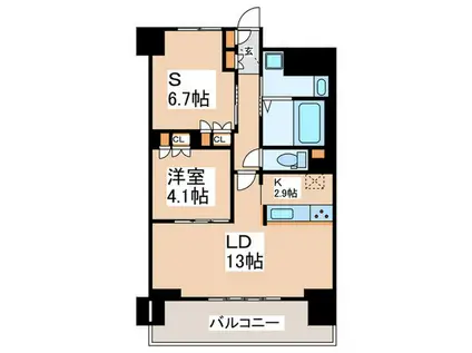 リーラ横浜川和町(1SLDK/5階)の間取り写真