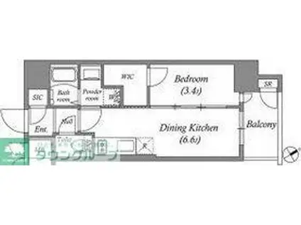 エステムコート名古屋新栄IVネスト(1DK/7階)の間取り写真