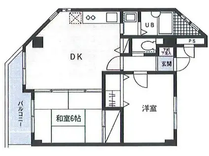 パールハウス(2DK/3階)の間取り写真