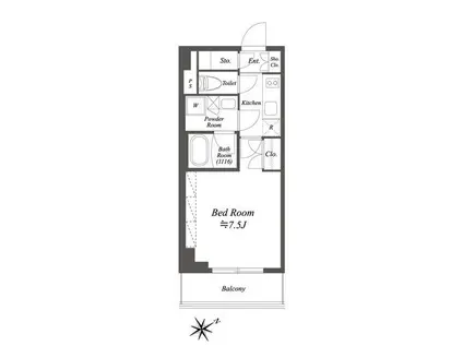 ブライズ白金台(1K/8階)の間取り写真