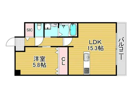 アリビオ福島(1LDK/6階)の間取り写真