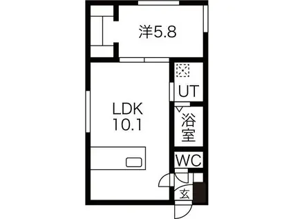 レブニーズ ザ・レジデンス二十四軒 ファースト(1LDK/4階)の間取り写真