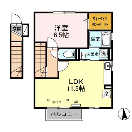 パークハイツ(1LDK/2階)の間取り写真