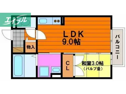 グランドソレイユA棟(1LDK/2階)の間取り写真