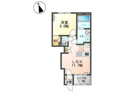 腰浜町アパート(1LDK/1階)の間取り写真