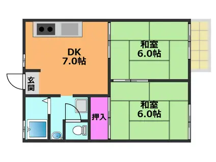 ローレルハイツ(2DK/1階)の間取り写真