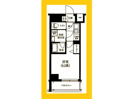 アイル横浜ノース(1K/6階)の間取り写真