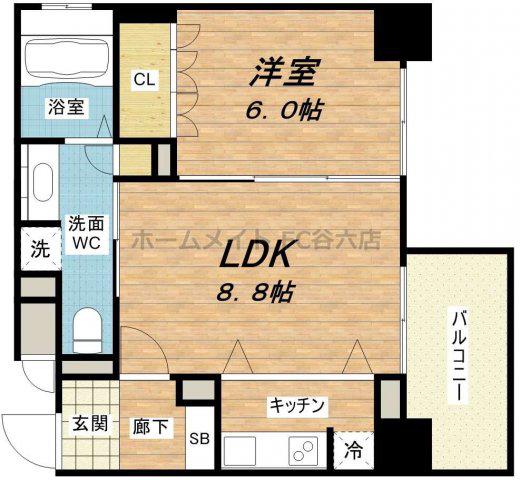 リーガル四ツ橋立売堀II(1LDK/4階)の間取り写真