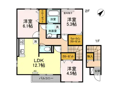 ルークス瀬戸 A棟(3LDK/2階)の間取り写真