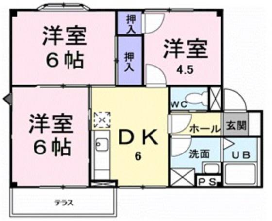 グリーンハウスⅠ(3DK/2階)の間取り写真