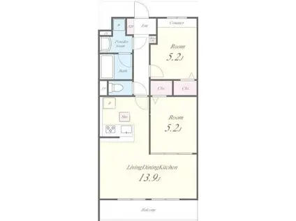 ヴィラ プロニティ(2LDK/2階)の間取り写真