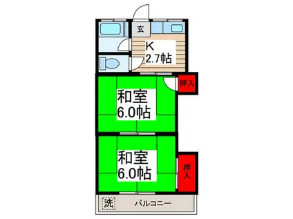 豊川コーポ(2K/1階)の間取り写真