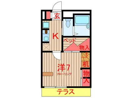ベトーアットホーム(1K/1階)の間取り写真