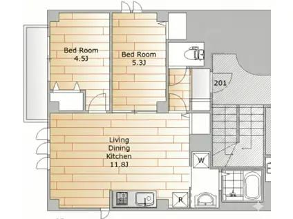 パレス惠泉館(2LDK/2階)の間取り写真