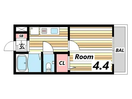 ビーフォレスト姫路イースト(1K/9階)の間取り写真